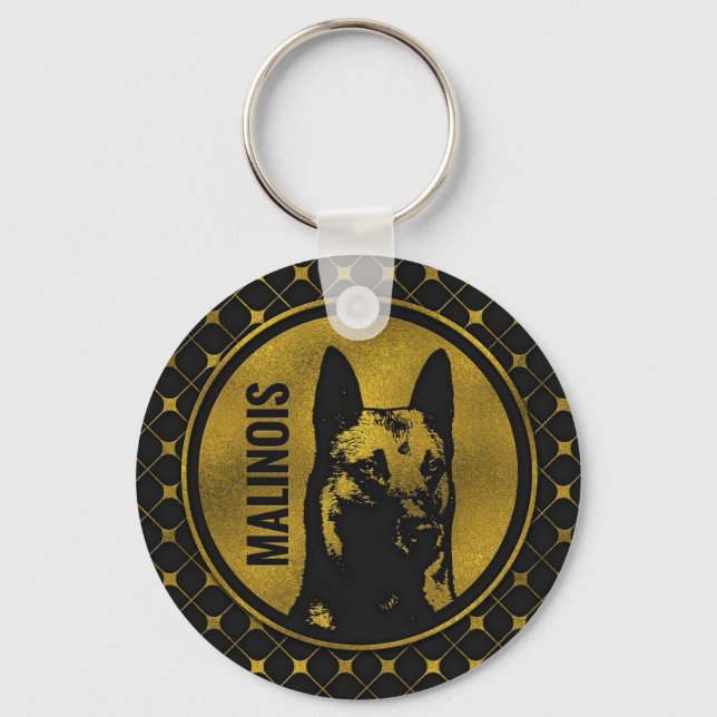 Golden Belgian Malinois - Mechelaar - Maligator Key Ring (Front)