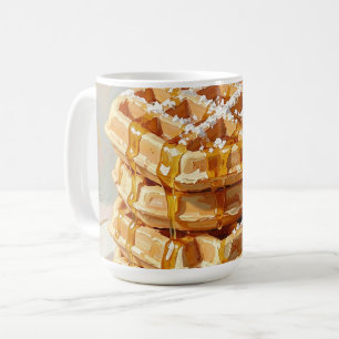 Golden Belgian Waffles Syrup Oil Painting Coffee Mug
