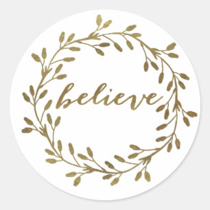 Golden Believe   Pretty Wreath Sticker