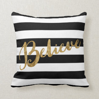 Golden Believe Stripes Cushion