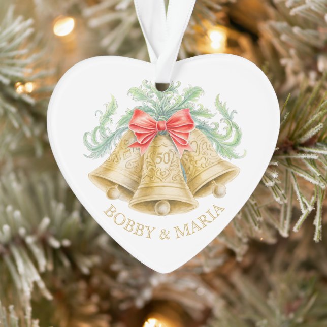 Golden bells 50th wedding anniversary custom ornament (Tree)