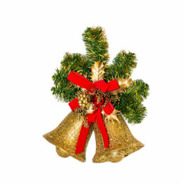 Golden Bells and Holly Christmas Cutout Ornament Photo Sculpture Decoration