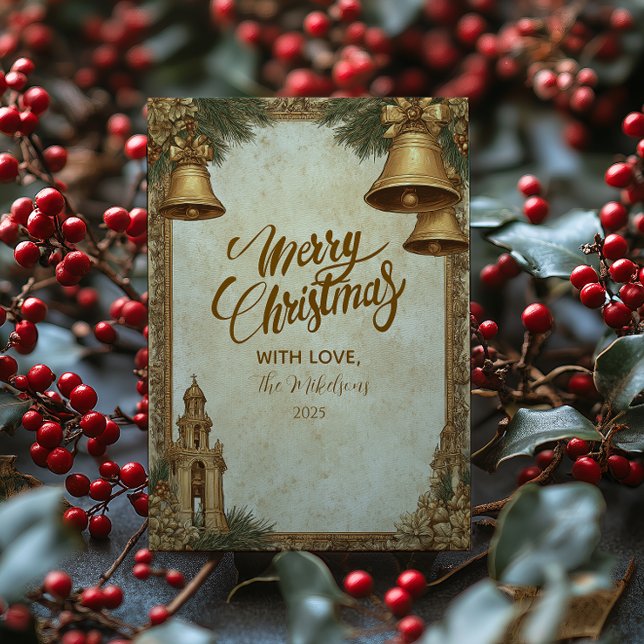 Golden Bells Christmas Holiday Card (Creator Uploaded)
