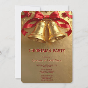 Golden Bells Christmas Holiday Party Invitation