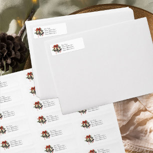 Golden Bells Holly and Red Bow Return Address