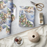 Golden Bells of Christmas Day Wrapping Paper<br><div class="desc">"I Heard the Bells on Christmas Day, " words by Longfellow is such an awesome carol I tried to capture the timeless joy of thousands of Christmas mornings in a nostalgic snow scene with a country church, evergreens and blue tint nostalgia . The bells are golden with golden ribbons adorned...</div>
