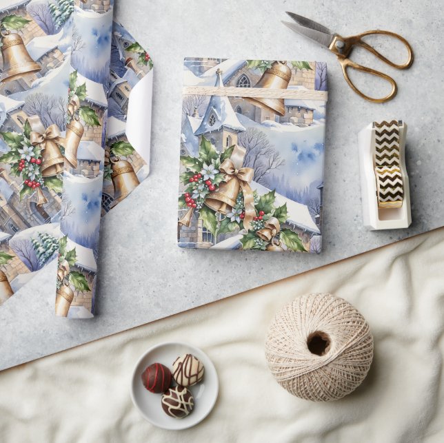 Golden Bells of Christmas Day Wrapping Paper (Crafts)