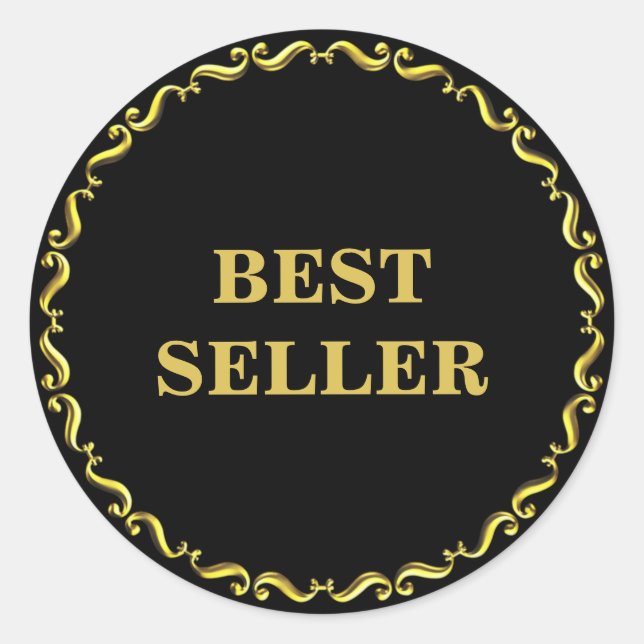 Golden Best Seller & Elegant Golden Frame Classic Round Sticker (Front)