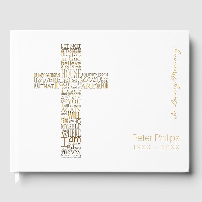 Golden Bible Verses from John 14 Memory Guest Book (Front)