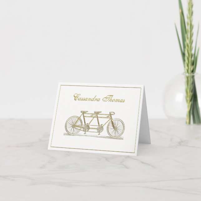Golden Bicycle Built For Two Frame H Thank You Card (Front)