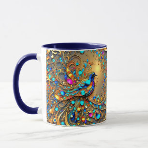 Golden Bird 3D Gold jewels Pearls Mug
