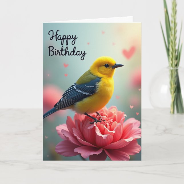 Golden Bird Birthday Card (Front)