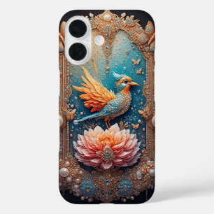 Golden Bird in Ornate Decorative Frame iPhone 16 Case