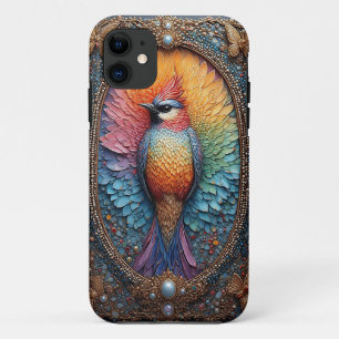 Golden Bird in Ornate Decorative Frame iPhone 11 Case