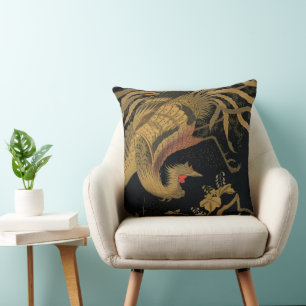 Golden Bird Japanese Classic Antique Cushion