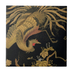 Golden Bird Japanese Classic Antique Tile