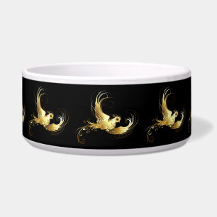 Golden Bird on Black Background