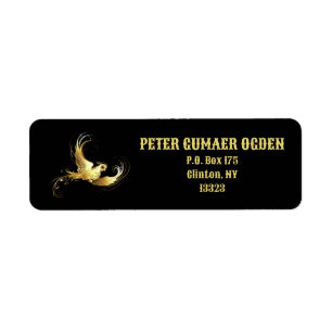 Golden Bird on Black Background