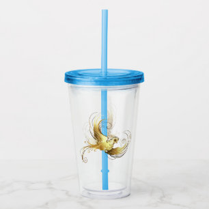 Golden Bird on Black Background Acrylic Tumbler