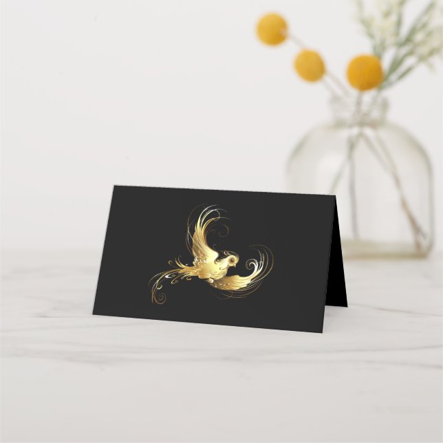 Golden Bird on Black Background Appointment Card (Front)