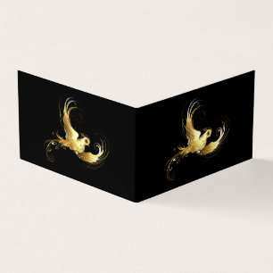 Golden Bird on Black Background Business Card