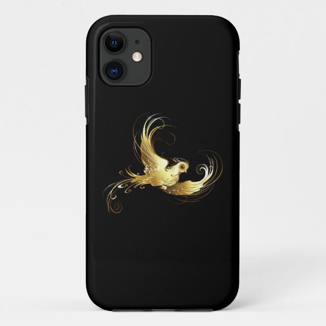 Golden Bird on Black Background Case-Mate iPhone Case (Back)