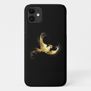 Golden Bird on Black Background iPhone 11 Case