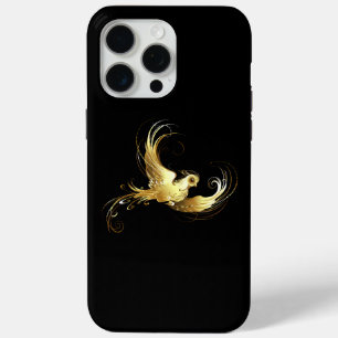 Golden Bird on Black Background iPhone 15 Pro Max Case