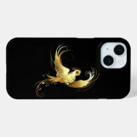 Golden Bird on Black Background