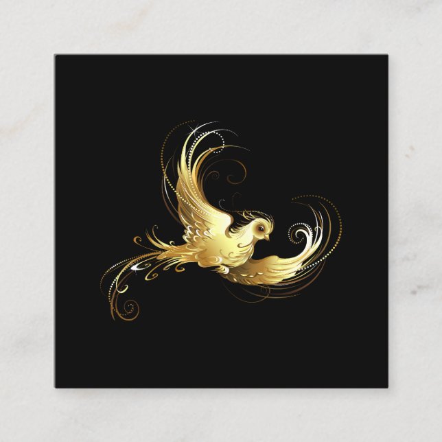 Golden Bird on Black Background Discount Card (Front)