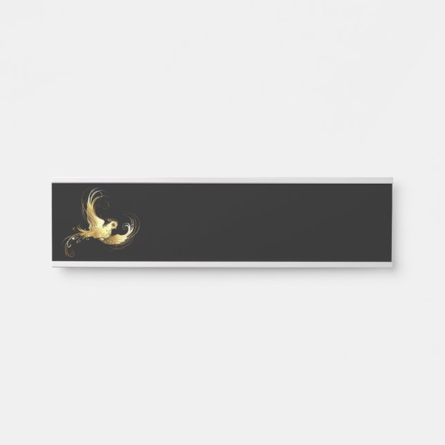 Golden Bird on Black Background Door Sign (Front)