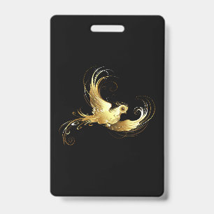 Golden Bird on Black Background ID Badge