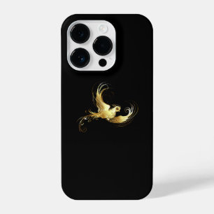 Golden Bird on Black Background iPhone 14 Pro Case