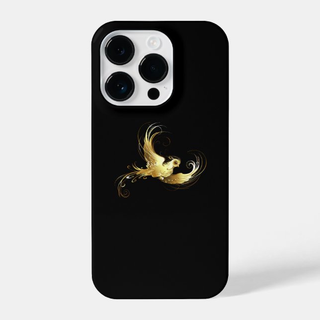 Golden Bird on Black Background iPhone Case (Back)