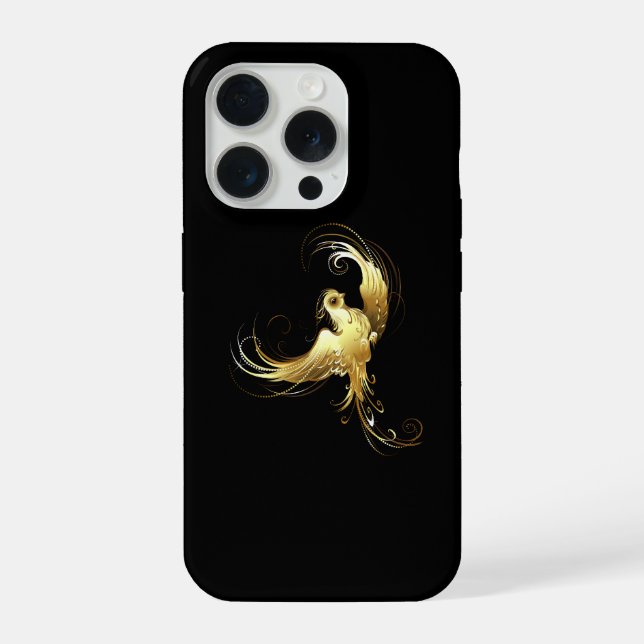 Golden Bird on Black Background iPhone Case (Back)