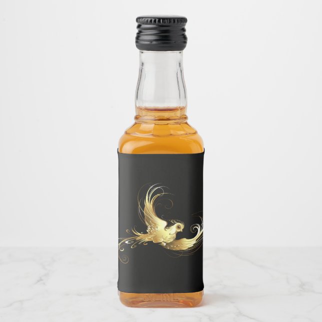 Golden Bird on Black Background Liquor Bottle Label (Front)