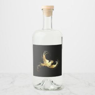 Golden Bird on Black Background Liquor Bottle Label