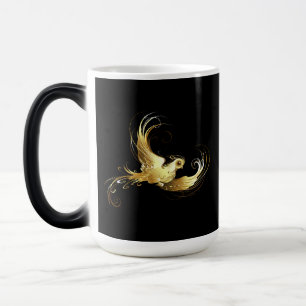 Golden Bird on Black Background Magic Mug