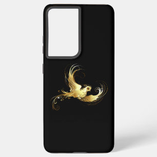 Golden Bird on Black Background Samsung Galaxy Case