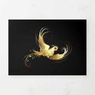 Golden Bird on Black Background Tri-Fold Announcement