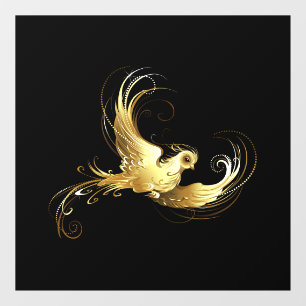 Golden Bird on Black Background Window Cling