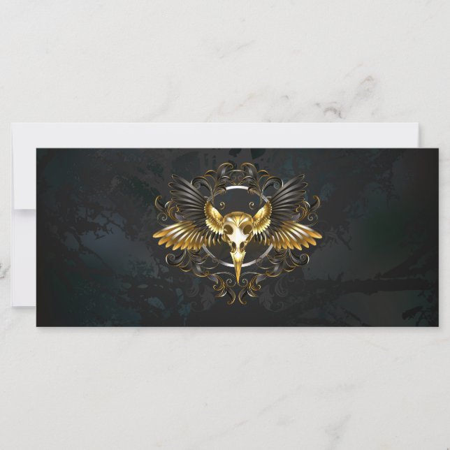 Golden Bird Skull on Black background (Front)