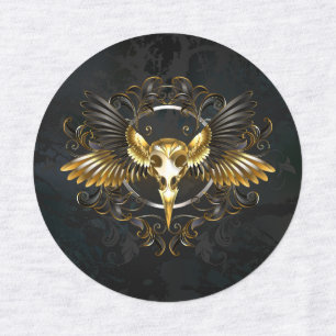 Golden Bird Skull on Black background