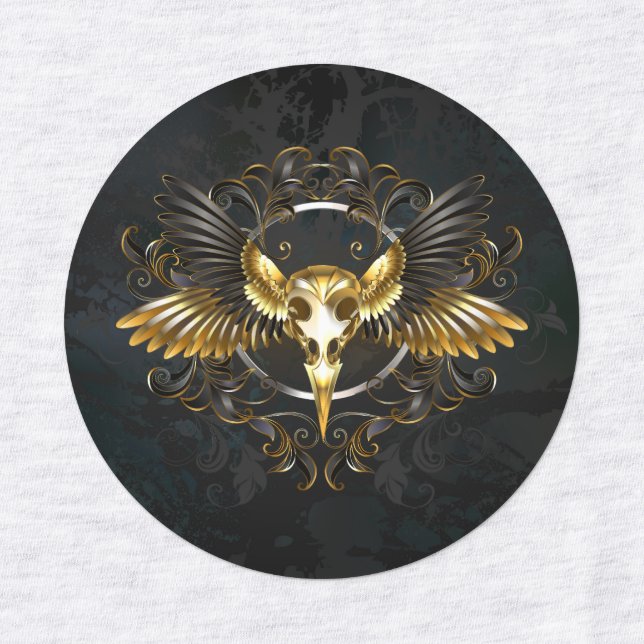 Golden Bird Skull on Black background (Design 1)