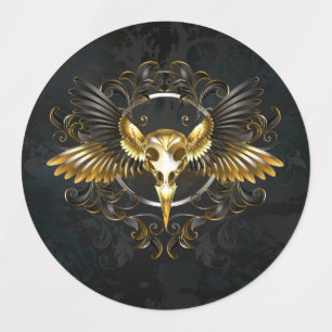 Golden Bird Skull on Black background