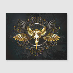 Golden Bird Skull on Black background