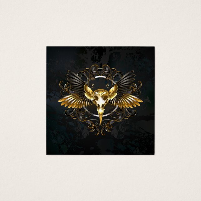 Golden Bird Skull on Black background (Front)