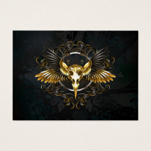Golden Bird Skull on Black background