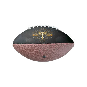 Golden Bird Skull on Black background American Football