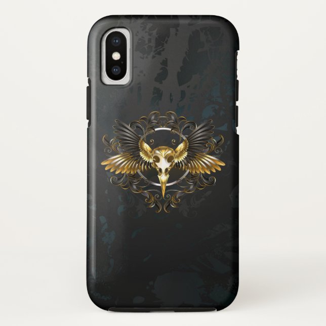 Golden Bird Skull on Black background Case-Mate iPhone Case (Back)